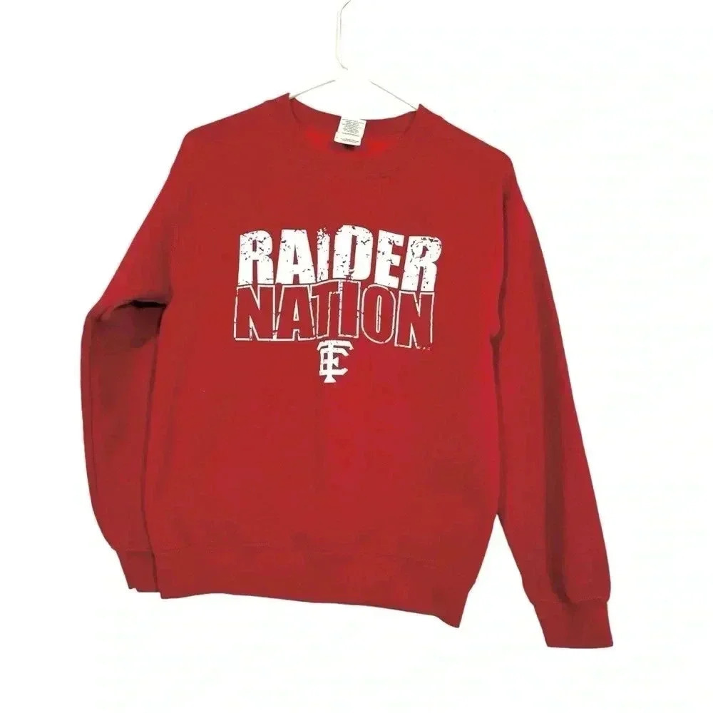Raider Nation Men's Red Long Sleeve Sweater Sweatshirt Size Small